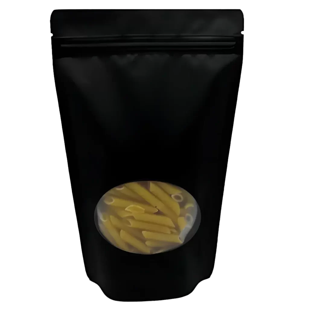 Bolsa stand up pouch con ventana NEGRO PAQ 50 PZAS